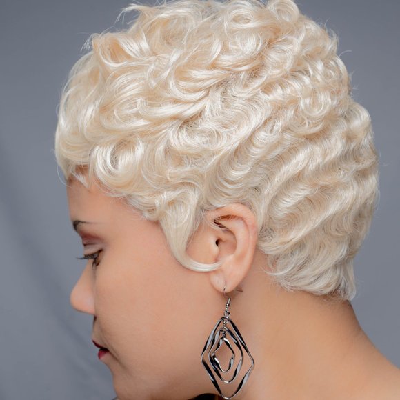 Wavy Curly Pixie w/ Lace Parting - Picture 3 of 9